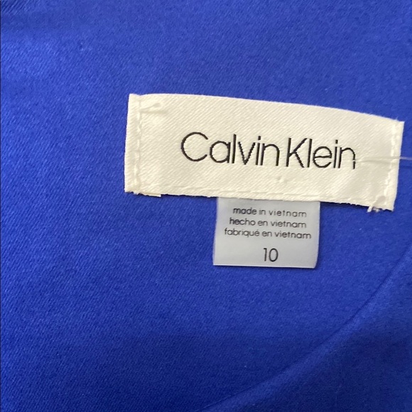 CALVIN KLEIN Women's Blue a-line sleeveless DRESS with pinstripe trim Size 10 - Picture 3 of 11